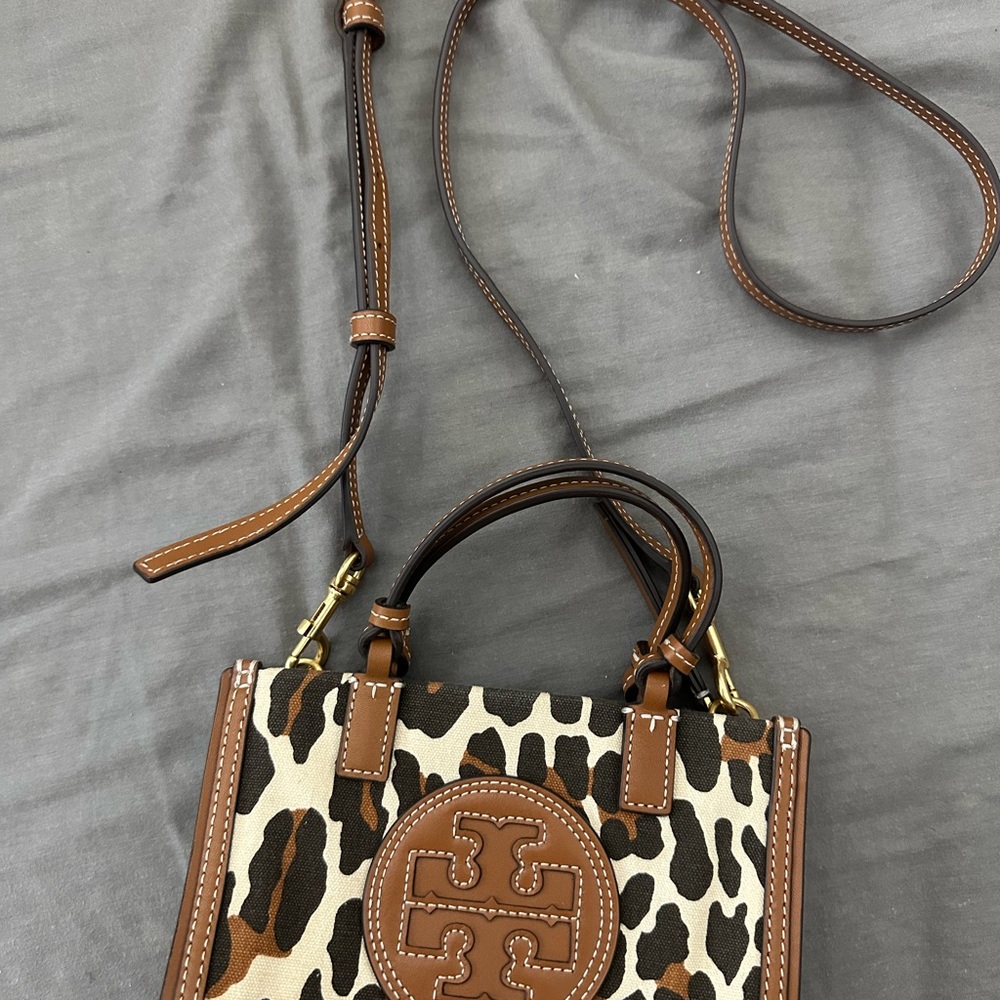Tory Burch Animal Print Crossbody Bag in Brown and Cream